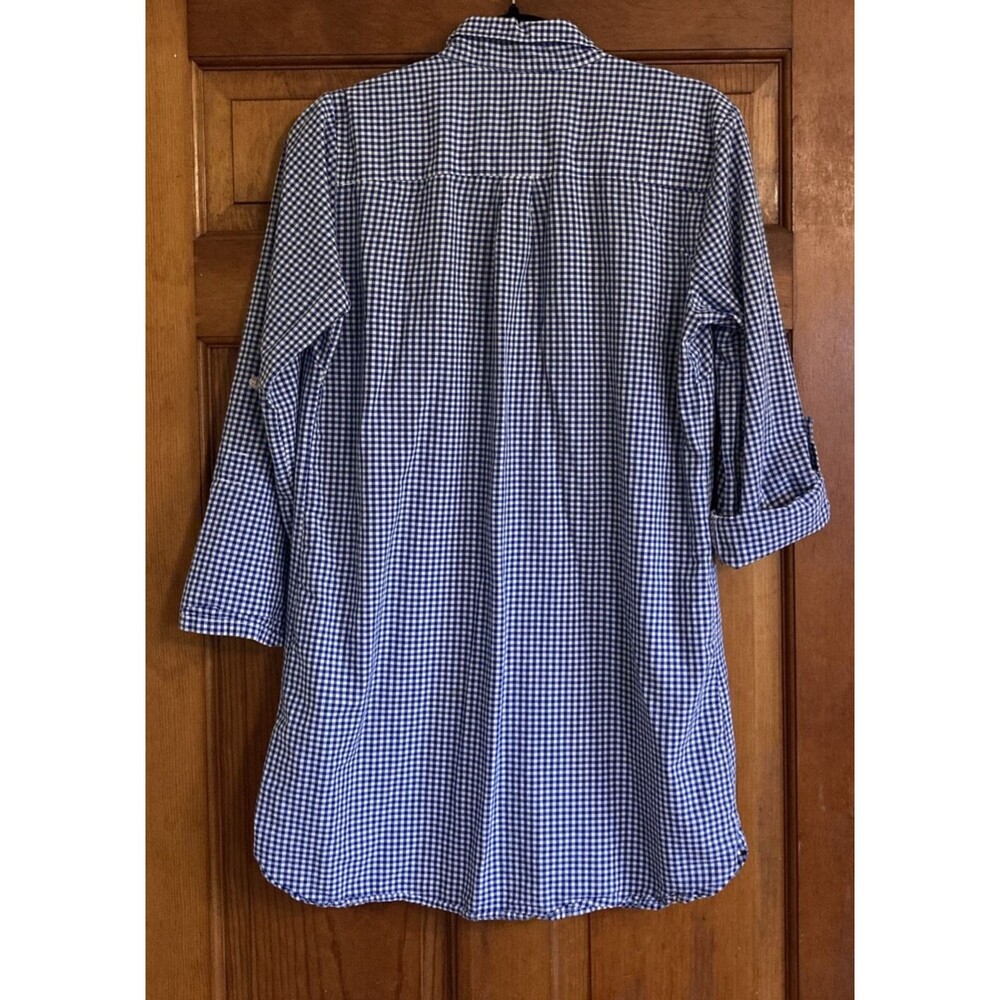 Victorias Secret Womens M Blue Gingham Button Up Cotton Sleep Shirt Boyfriend - Picture 2 of 10